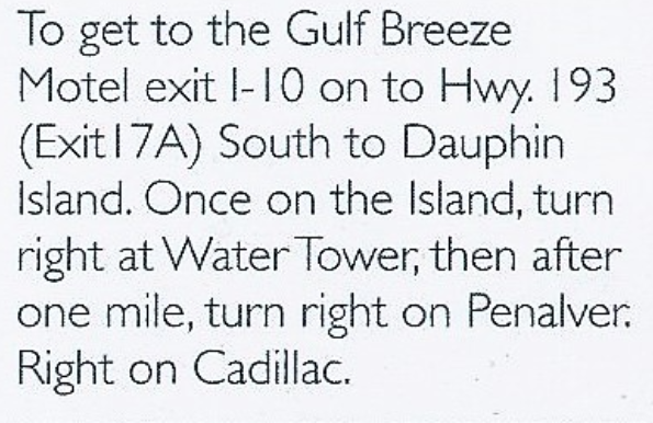 Driving directions to Gulf Breeze Motel